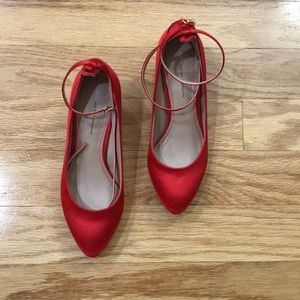 Pilcro and the Letterpress Red Satin Shoes
